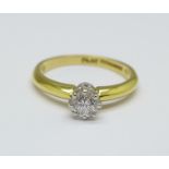 An 18ct gold, platinum set diamond solitaire ring, approximately 0.42carat weight, 3.5g, O