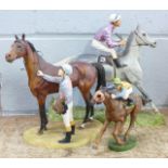 Three models of racehorses; two The Hamilton Collection, one a/f and a smaller model