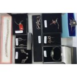 A collection of silver and silver set jewellery