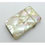 A mother of pearl vesta case, some a/f