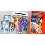 Vintage toys including two Bionic Woman, action figures and dolls