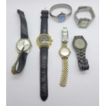 Six wristwatches, Technos, Krug Baumen, Pulsar, Rotary and two others