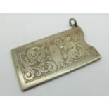 A silver note holder, Birmingham 1903, insert a/f, 32mm x 57mm