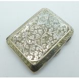 A silver cigarette case, 63g, with initials