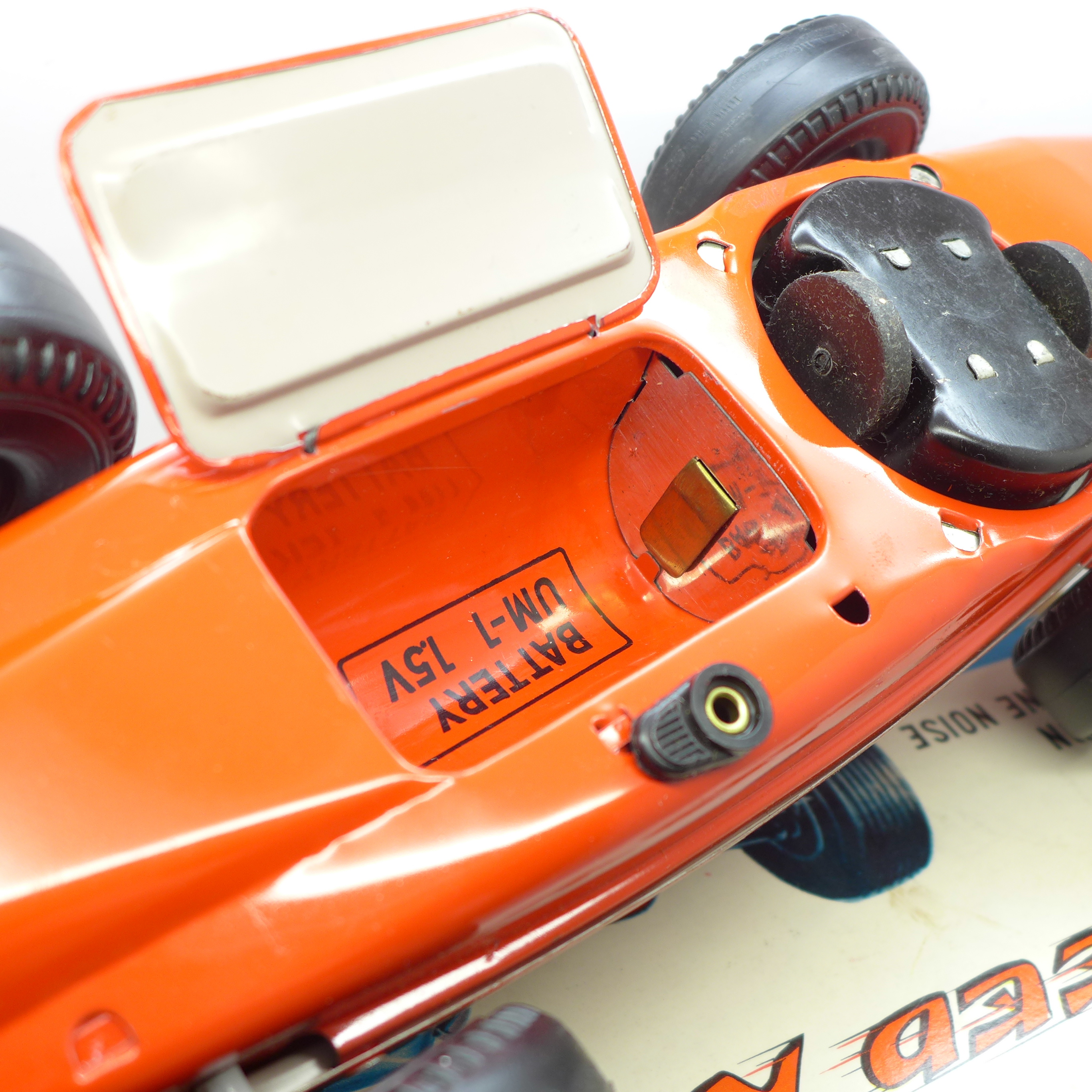 A 1960's tin-plate Japanese racing car, Hi-Speed Racer, 30cm, scratch on the bonnet, boxed - Image 5 of 6