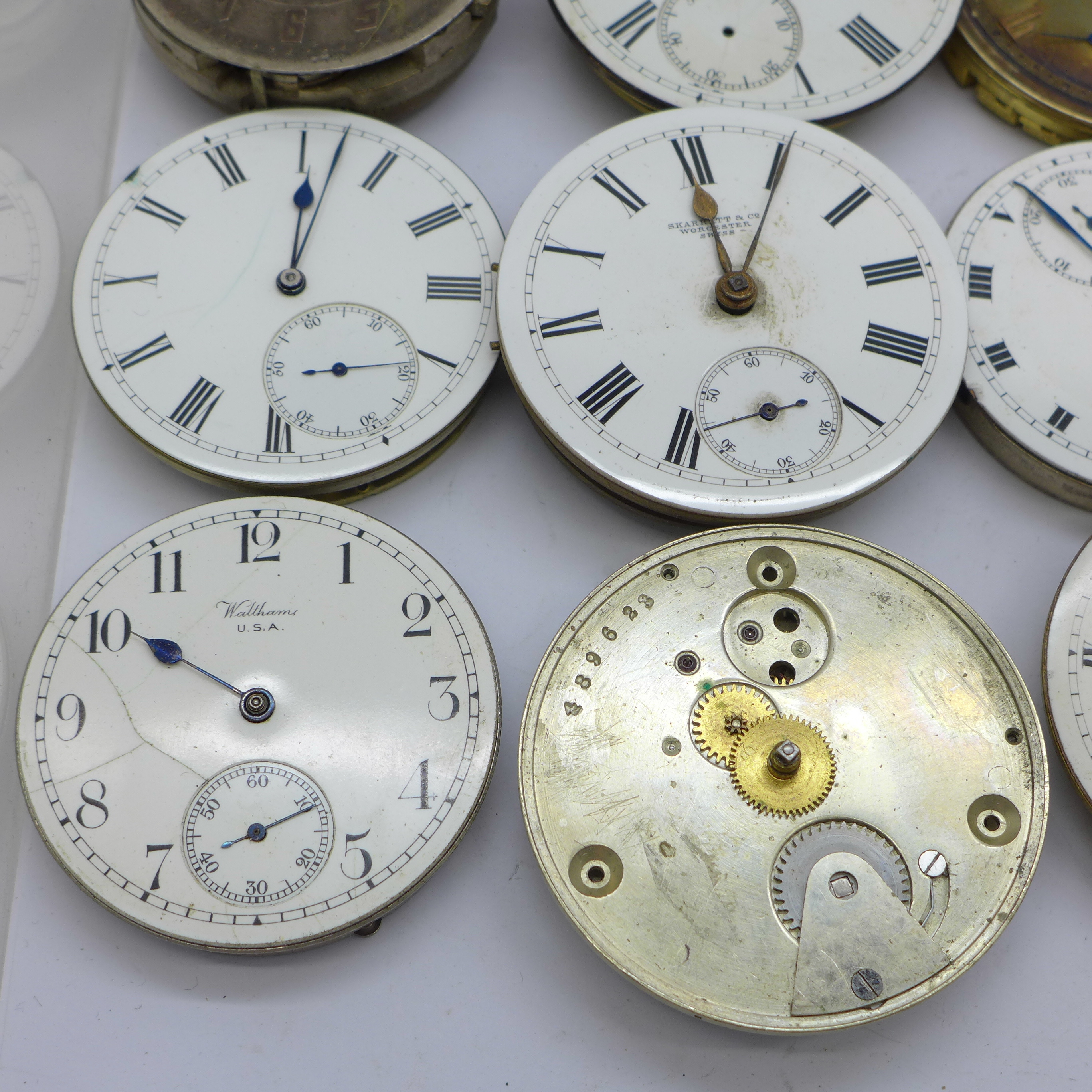 Twenty-one pocket watch movements, Waltham, Thomas Russell, Swiss lever, fusee, etc., a/f - Bild 5 aus 11