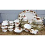 Royal Albert Old Country Roses dinner ware including eight dinner plates, ten soup bowls with