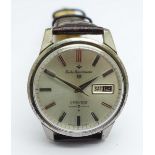 A Seiko Sportsmatic 5 Diashock automatic wristwatch, 1960's Dolphin back, on a Seiko calfskin strap