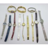 Twelve lady's manual wind wristwatches, Provita, Sekonda, Limit, Montine, etc.