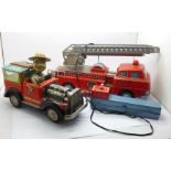 A tin-plate Japanese remote control fire engine, 34cm