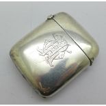 A large silver vesta case with monogram, Birmingham 1910, 68g, 49mm x 59mm