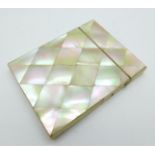 A mother of pearl card case, 78mm x 102mm