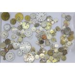 Approximately 100 wrist and pocket watch movements including seven lady's Omega, Eterna-Matic,