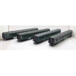 Four OO gauge railway carriages including two Hornby