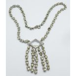 An Art Deco paste set and crystal necklace, 46cm