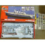 An Airfix kit, HMS Illustrious and a part box of paints