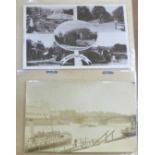 Postcards; Nottinghamshire, Derbyshire and Leicestershire postcards in album, vintage to modern (