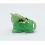 A small jadeite charm, (a/f, chip to ear)