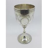 A Victorian silver goblet, London 1870, 136g, 15cm