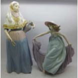 Two Lladro figurines, Lady from Majorca, model no. 5240, designed by Vicente Martinez, 28.5cm and