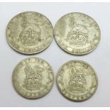Two 1925 shillings and two 1925 sixpences