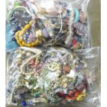 Two bags of costume jewellery