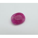 An unmounted ruby, 5.65carat, small chip on the rim