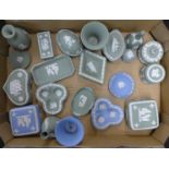 Seventeen items of Wedgwood green jasper and five items of blue jasper **PLEASE NOTE THIS LOT IS NOT