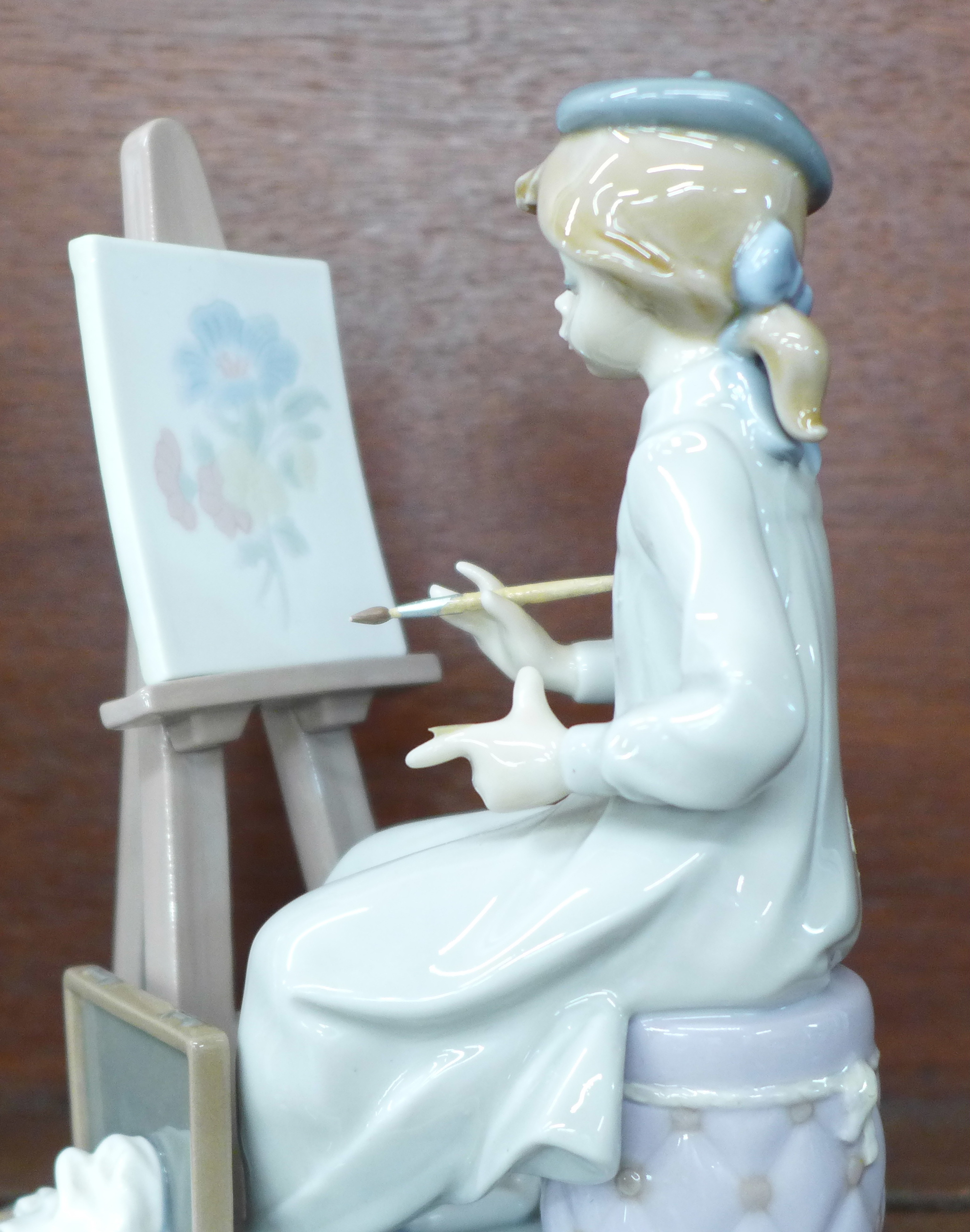 Five Lladro figures, Girl with Milk Pail, model no. 4682 by Vicente Martinez, 23.5cm, Girl with - Image 4 of 4