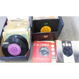A collection of 45rpm vinyl singles including The Beatles, Queen, Roy Orbison and other 1960's