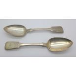A pair of George III silver spoons by Thomas Wallis (II) & Jonathan Hayne, London 1819, 155.7g