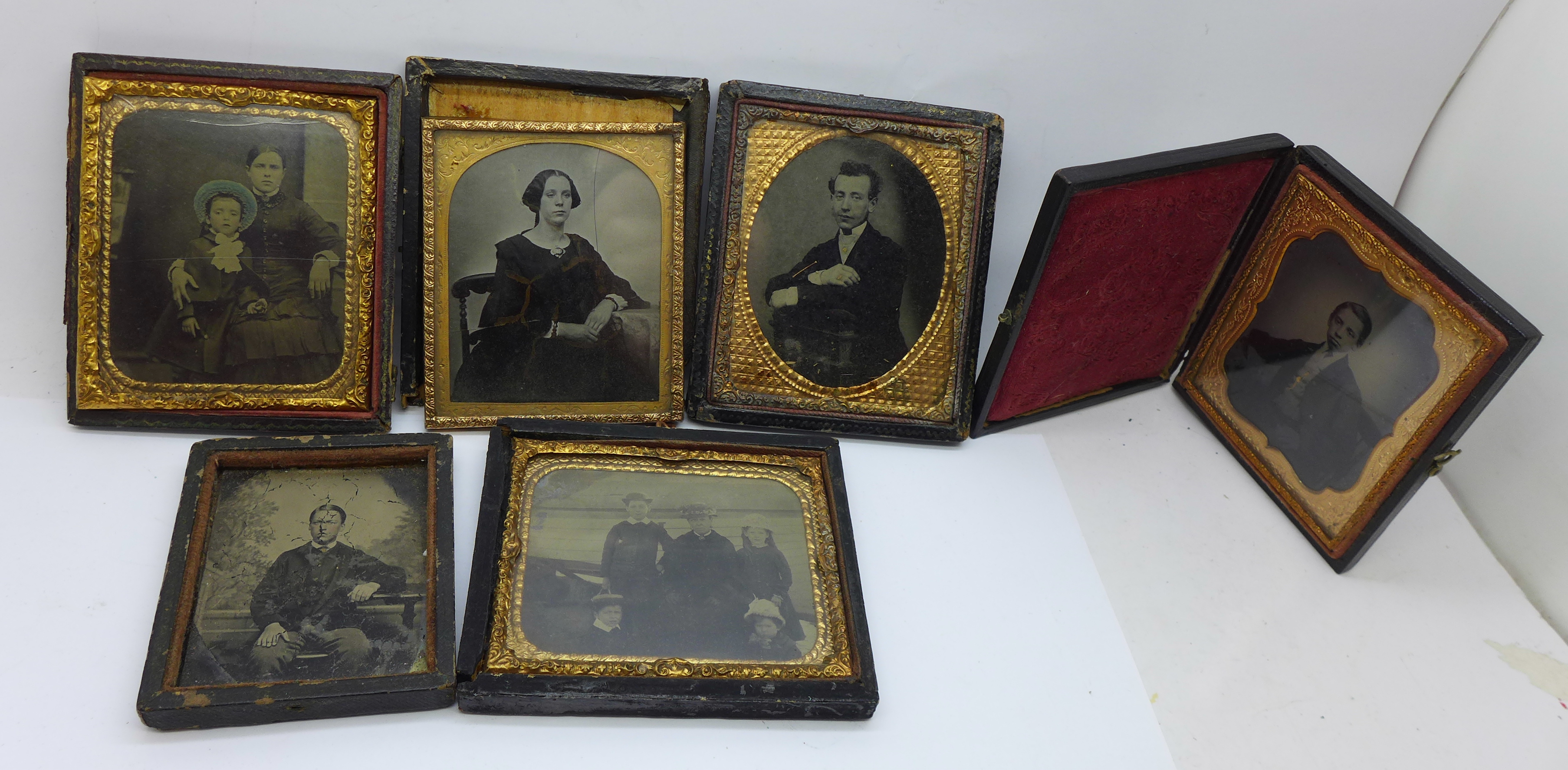 Six 19th Century photographs; daguerreotypes and ambrotypes