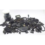Assorted jet and black beads, etc., for spares