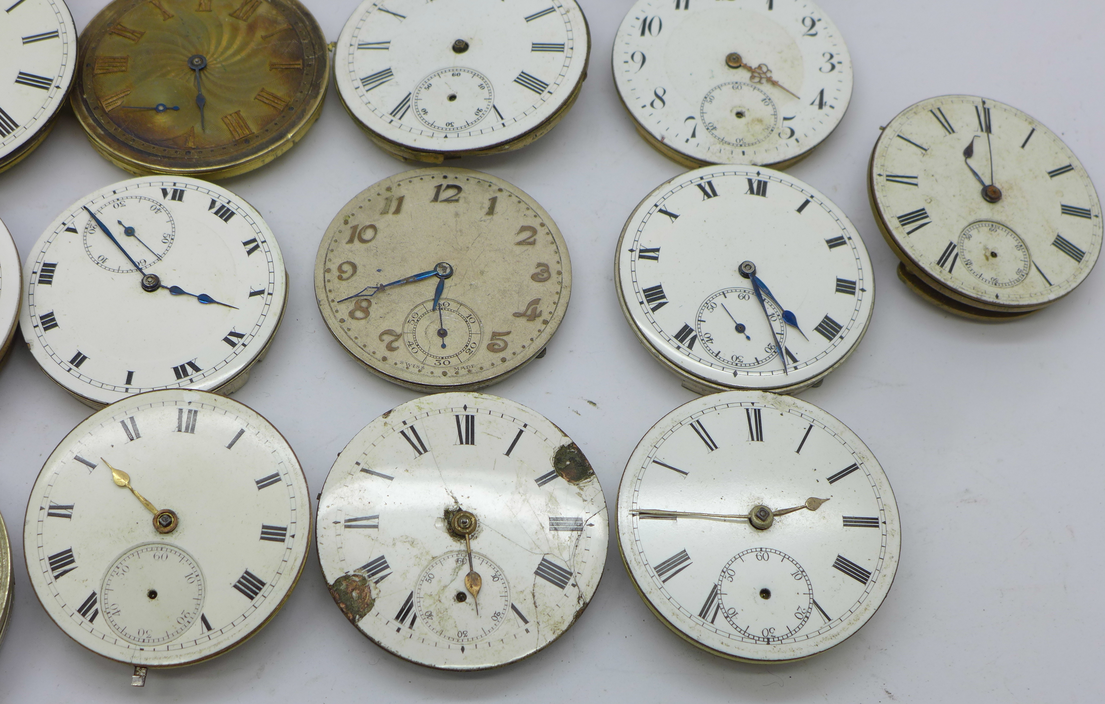 Twenty-one pocket watch movements, Waltham, Thomas Russell, Swiss lever, fusee, etc., a/f - Bild 6 aus 11