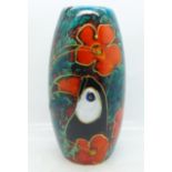 An Anita Harris Skittle vase, Toucan design, 18cm, signed in gold on the base