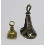 A Victorian white metal seal fob and one other seal set with a red stone