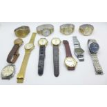 Twelve wristwatches including Rotary, Rytima, Verity, Kienzle, etc., (Accurist and Sloans both