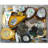 A box of 1950's - 1990's cricket trophies, etc. **PLEASE NOTE THIS LOT IS NOT ELIGIBLE FOR POSTING