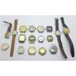 Seventeen wristwatches including Ralco, majority a/f, three lacking case backs