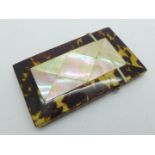 A tortoiseshell and mother of pearl card case, 54mm x 91mm