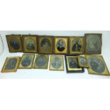 Thirteen 19th Century photographs; daguerreotypes and ambrotypes