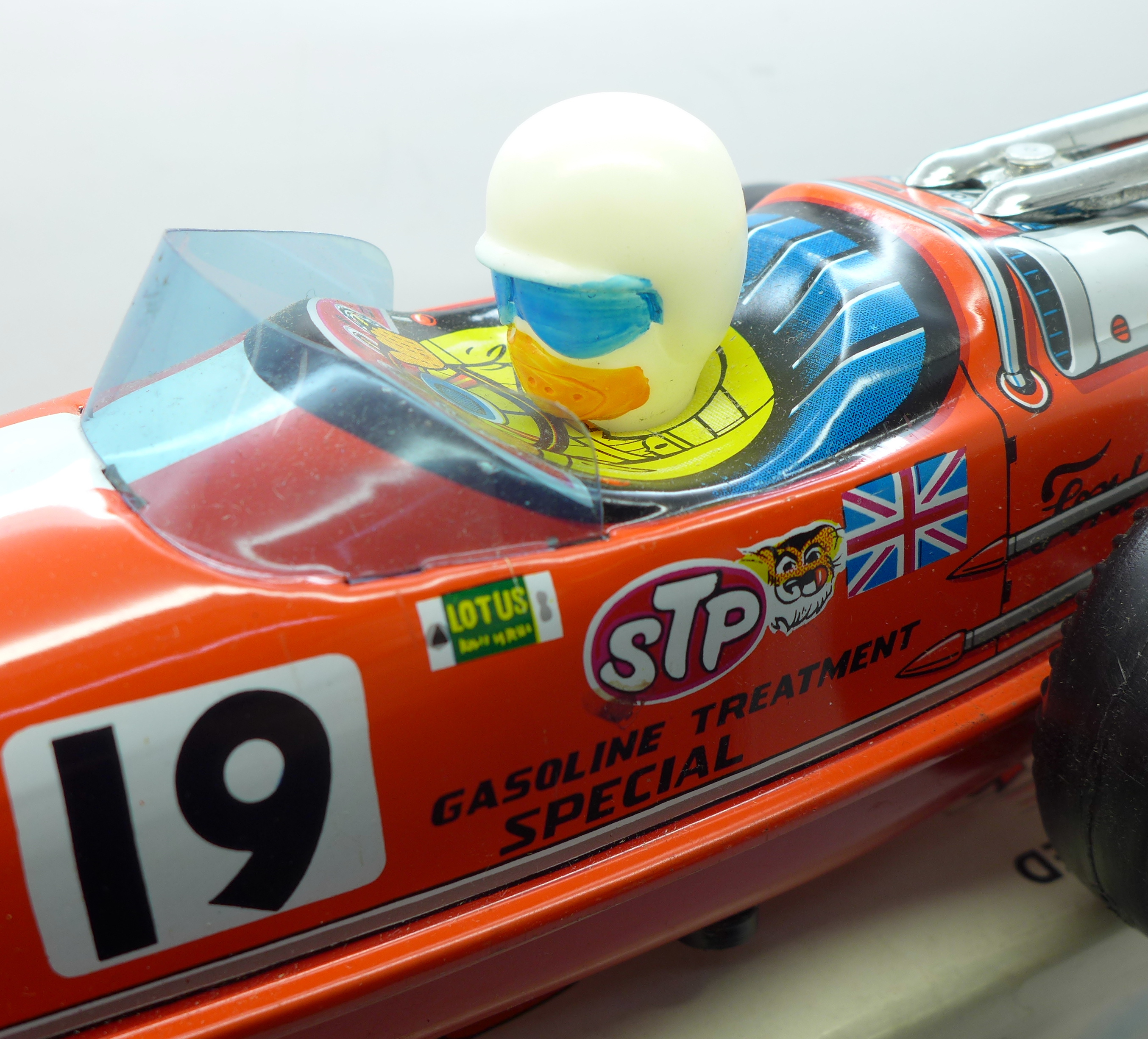 A 1960's tin-plate Japanese racing car, Hi-Speed Racer, 30cm, scratch on the bonnet, boxed - Image 4 of 6