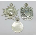 Three silver fobs including two Victorian, 37g