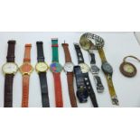 Eleven wristwatches including two Swatch