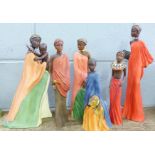 Six Maasai figures, Soul Journeys, limited edition