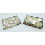 Two mother of pearl card cases, a/f