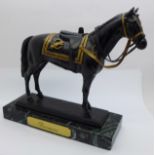 A bronze figure of the Queen's horse Burmese, limited edition, 70 of 5000, 18cm; (This horse carried