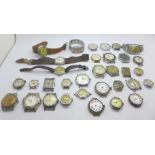 Thirty-three manual wind and quartz wristwatches, Zodiac, Smiths, Avia, Medana, Helios and