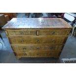 An 18th Century Italian Neo-Classical inlaid walnut commode, 106cms h, 129cms w, 58cms d