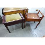 Two mahogany piano stools